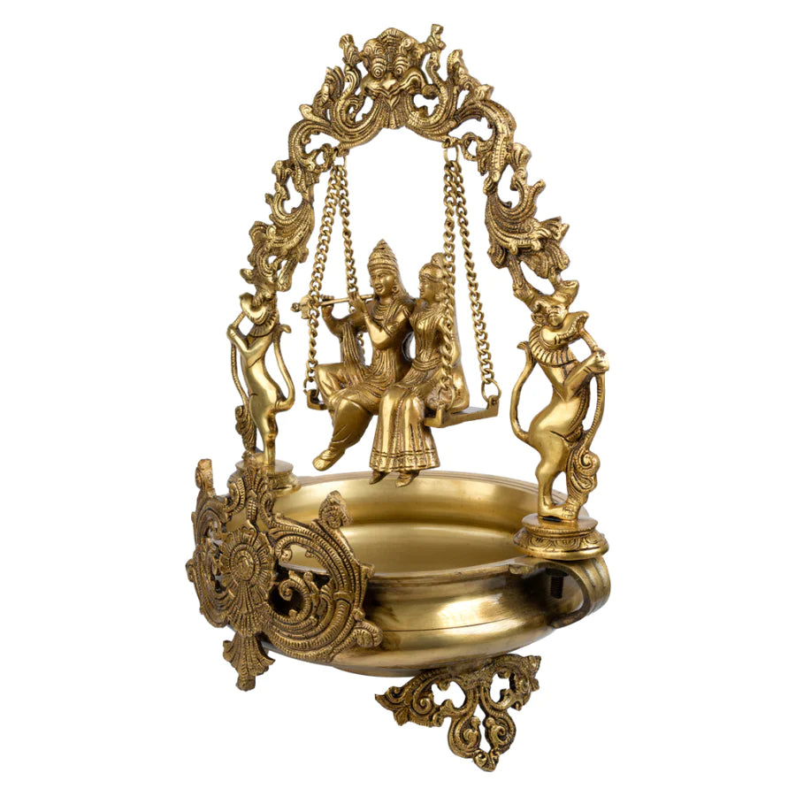Art Brass Big Radha Krishna Swing Urli Bowl