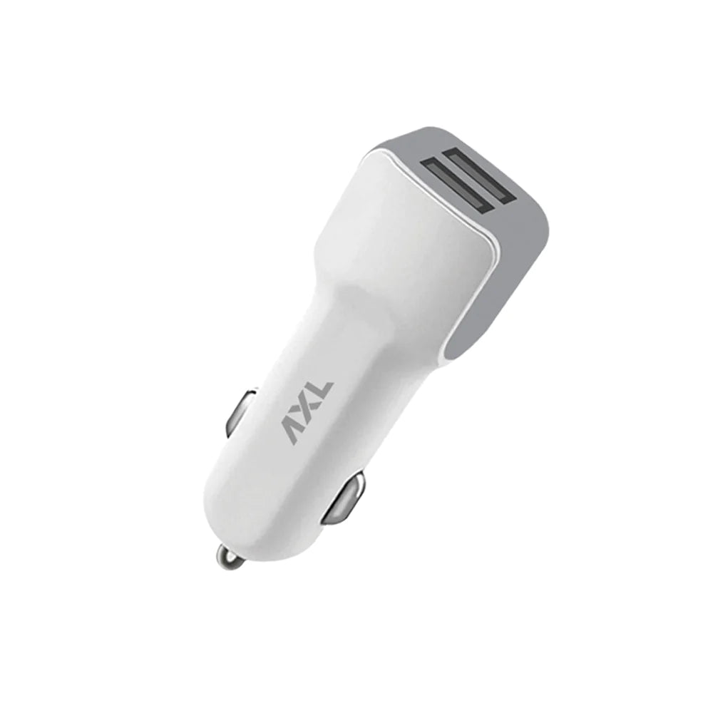 AXL ACC-24 2.4A Car Charger With Dual USB Port for IOS & Android, Light Weight (White)