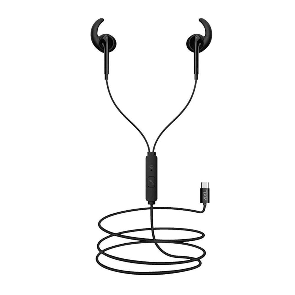 AXL AEP-C1 in-Ear Type C Wired Earphone | High Bass with in-Line mic (Black)