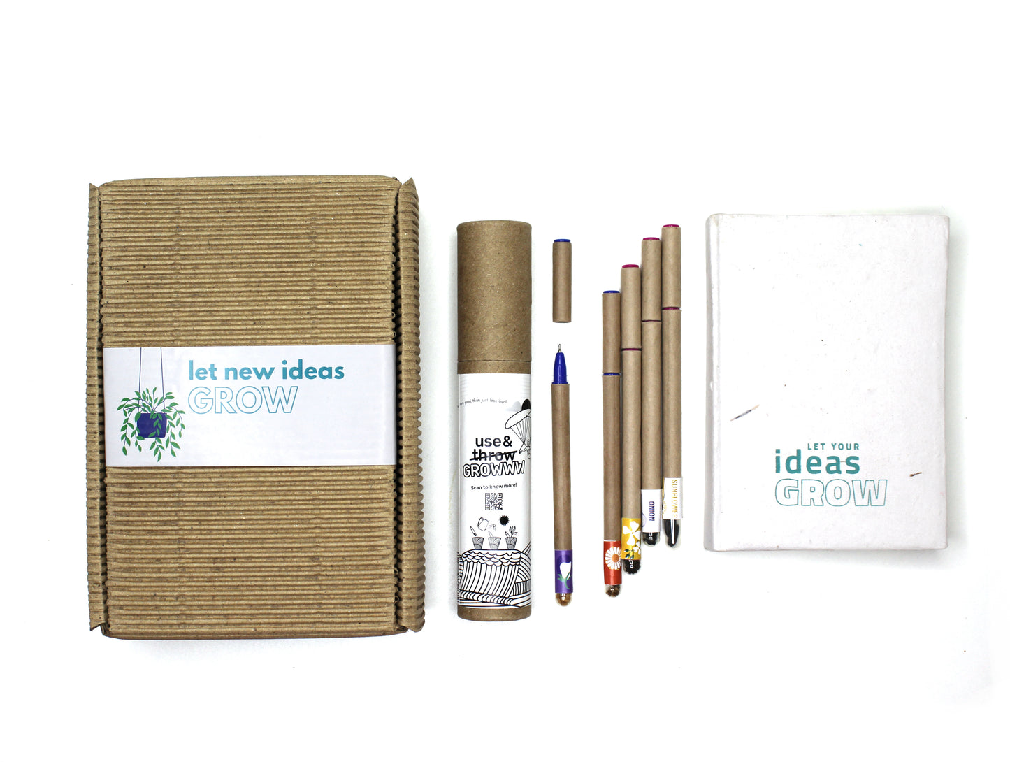 "5 Seed Pens Plantable Diary A6 | 160pg Packed in Recycled Paper  Folding Box"