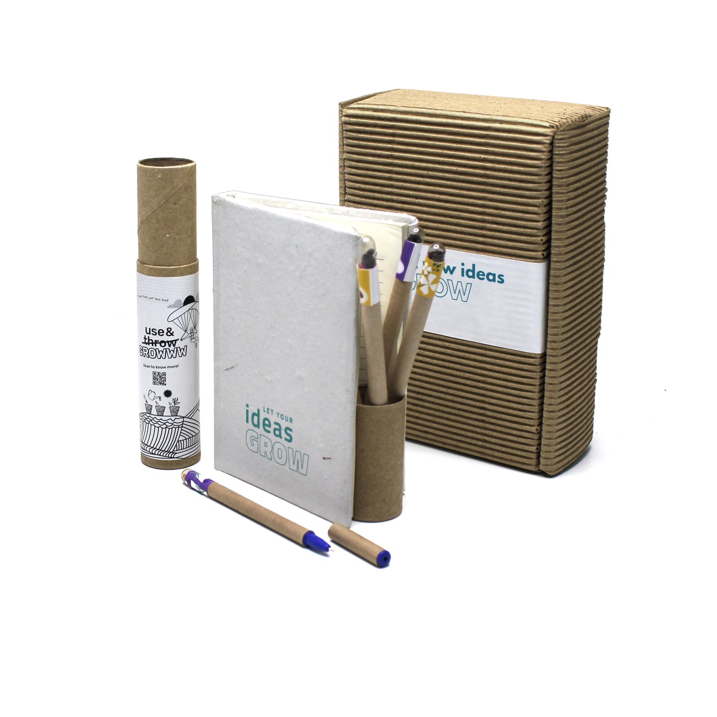 "5 Seed Pens Plantable Diary A6 | 160pg Packed in Recycled Paper  Folding Box"