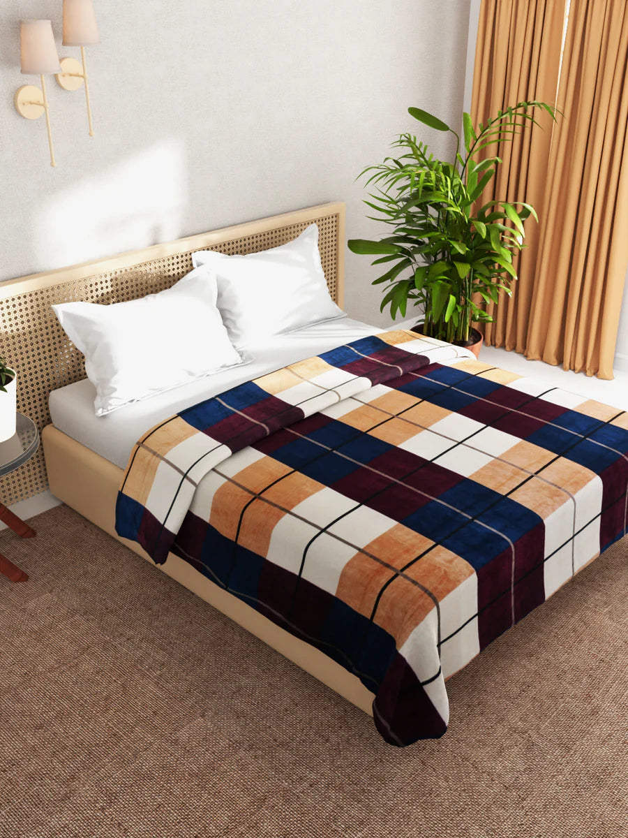 Ultra Soft Microfiber Double Bed Ac Blanket (pride-checks-multi)