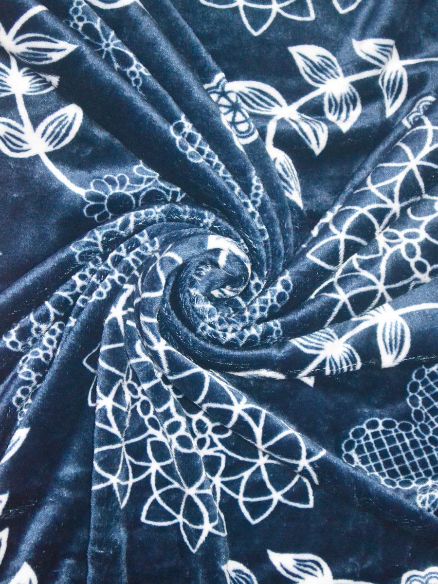 Ultra Soft Microfiber Double Bed Ac Blanket (pride-floral-dk.blue)