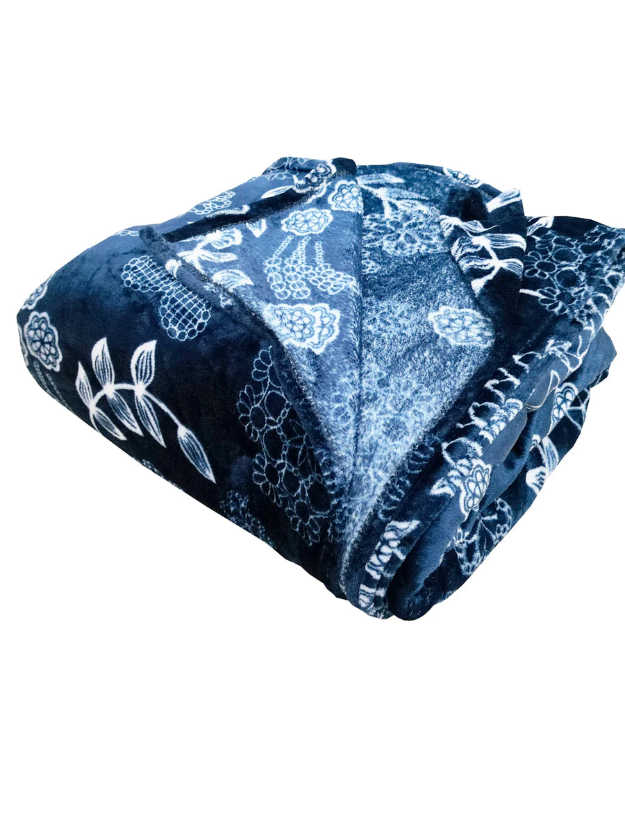 Ultra Soft Microfiber Double Bed Ac Blanket (pride-floral-dk.blue)