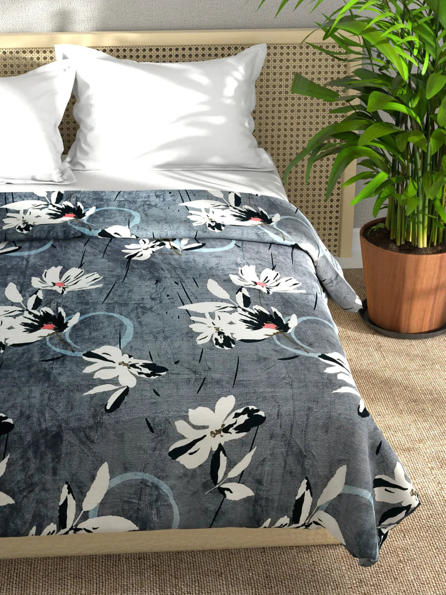 Ultra Soft Microfiber Double Bed Ac Blanket (pride-floral-hale navy)