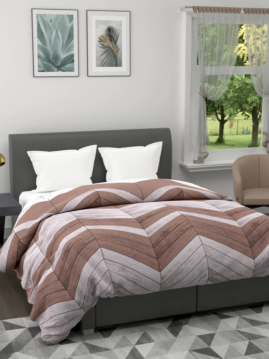 Super Soft Microfiber Double Comforter For All Weather (geometric-brown/grey)