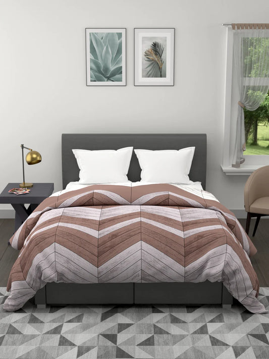 Super Soft Microfiber Double Comforter For All Weather (geometric-brown/grey)
