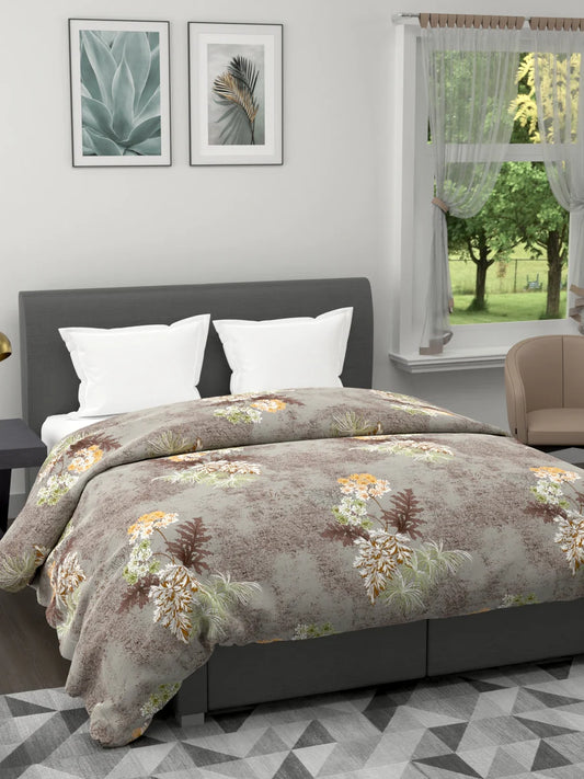 Super Soft Microfiber Double Comforter For All Weather (floral-khaki)