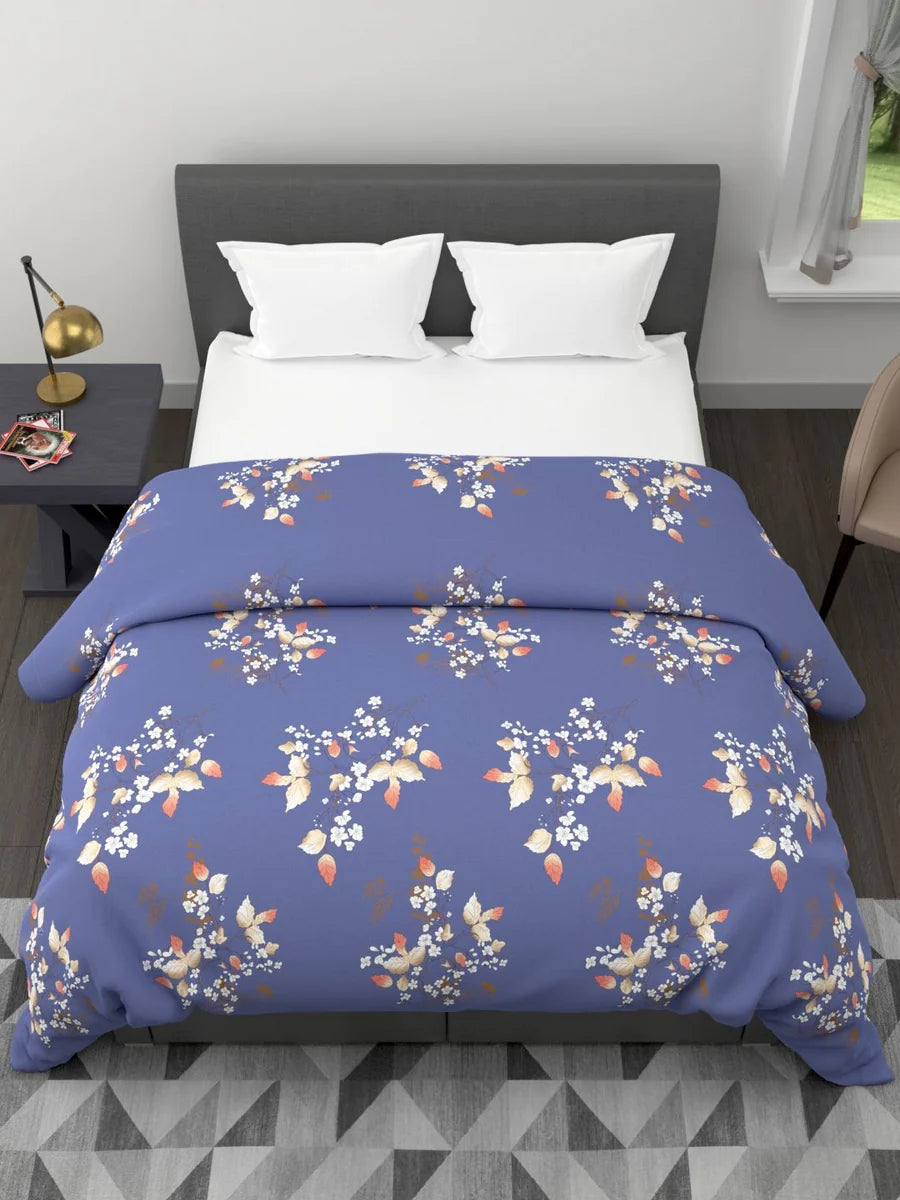 Super Soft Microfiber Double Comforter For All Weather (floral-blue)
