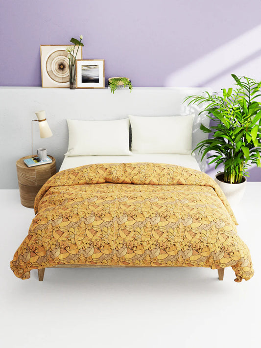 Super Soft 100% Natural Cotton Fabric Comforter For All Weather (floral-orange/multi)