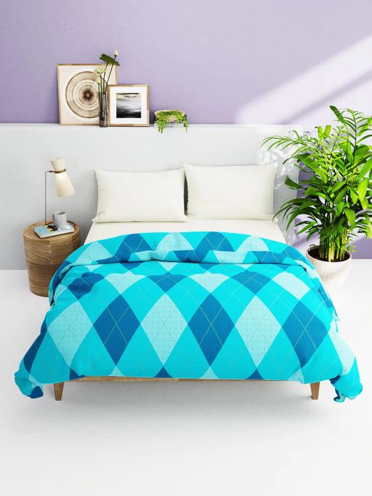 Super Soft 100% Natural Cotton Fabric Double Comforter For Winters (geometrical-blue/multi)