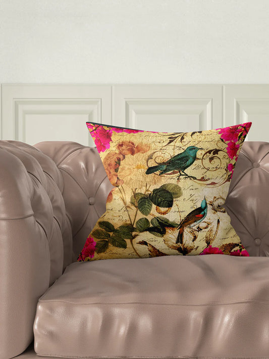 Designer Digital Printed Silky Smooth Cushion Covers (animal print-beige/pink)