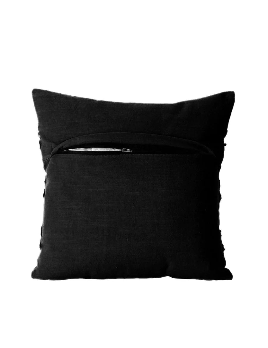 Decorative Hand Loom Cotton Jute Cushion Covers (checks-grey/beige)