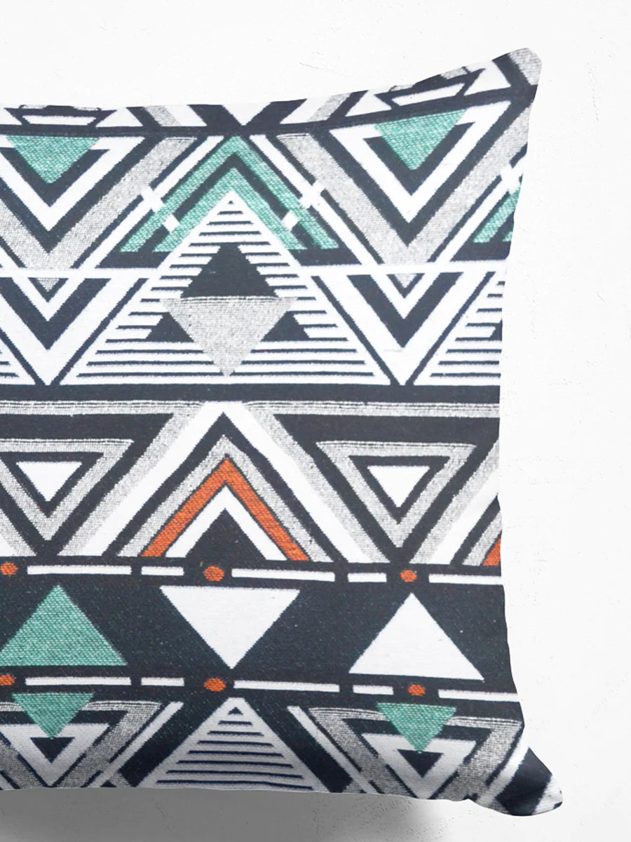 Decorative Hand Loom Cotton Jute Cushion Covers (geometric-black/multi)