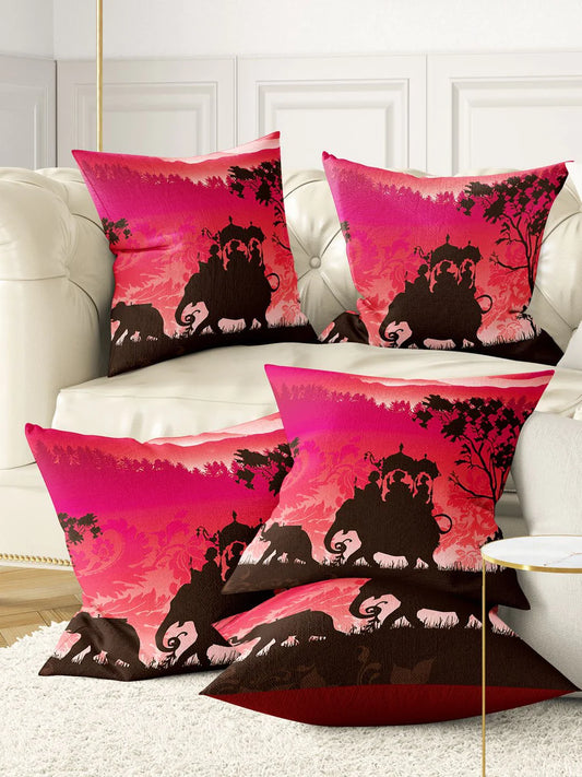 Designer Digital Printed Silky Smooth Cushion Covers (ruyal-red/black)