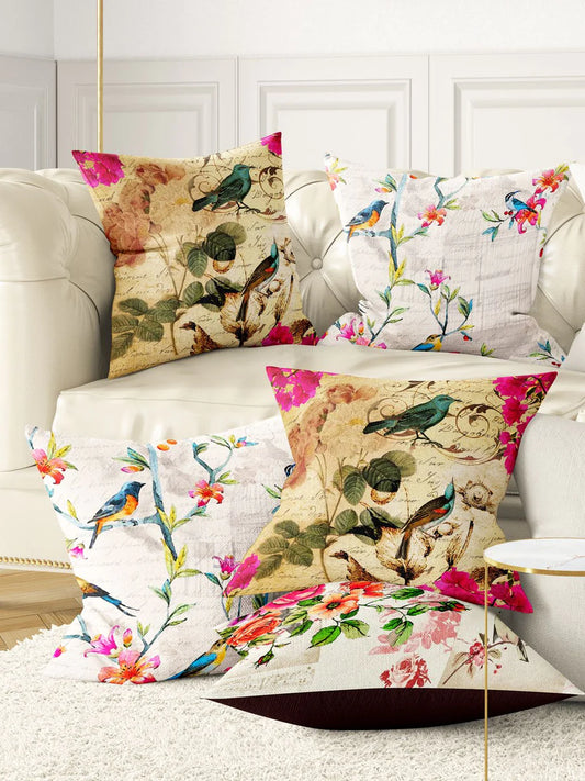 Designer Digital Printed Silky Smooth Cushion Covers (ruyal-multi/pink)
