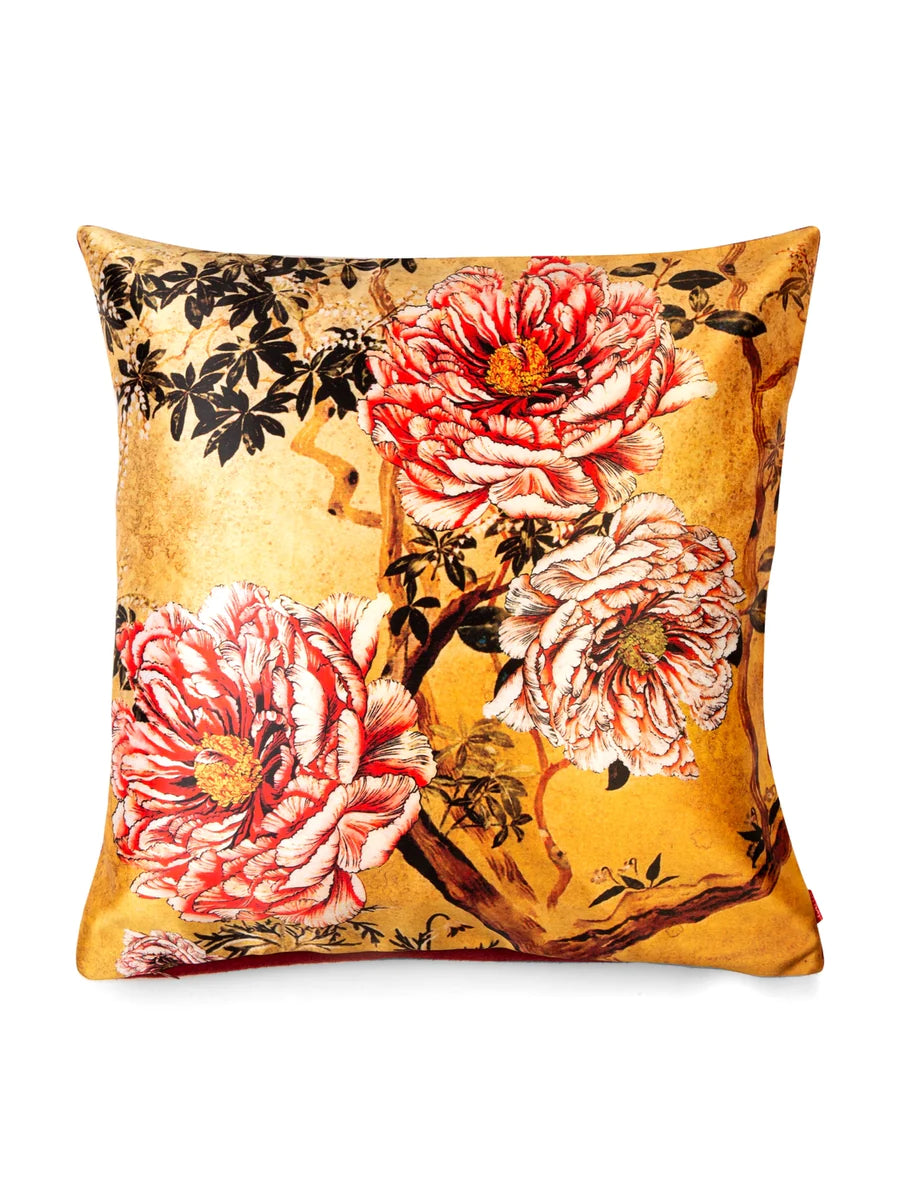 Designer Digital Printed Silky Smooth Cushion Covers (floral-beige/pink)