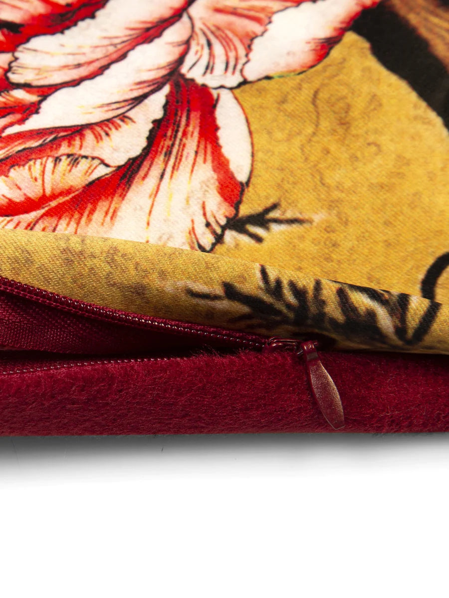 Designer Digital Printed Silky Smooth Cushion Covers (floral-beige/pink)