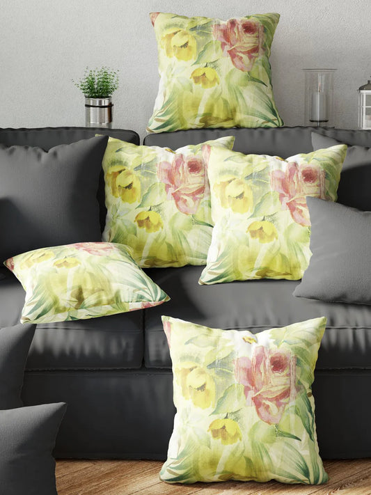 Designer Digital Printed Silky Smooth Cushion Covers (ruyal-yellow/green)