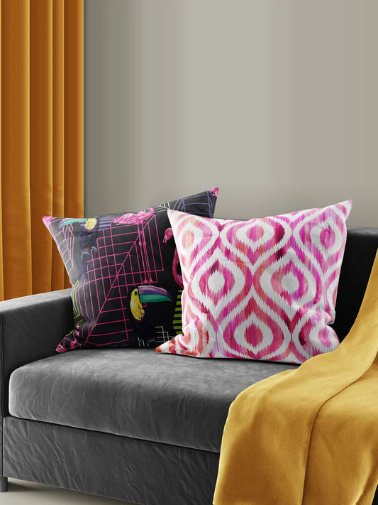 Designer Digital Printed Silky Smooth Cushion Covers (ruyal-pink/multi)