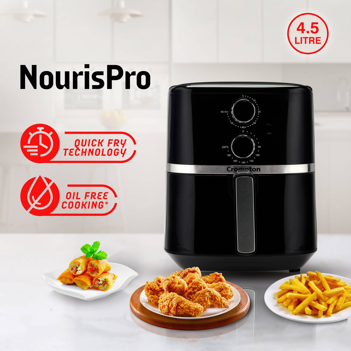 NourisPro Mechanical Air Fryer with Rapid Air Technology
