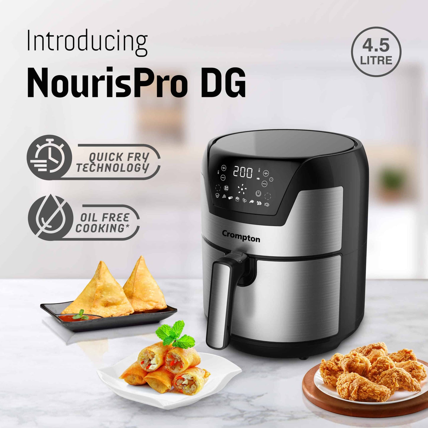 NourisPro DG 1500 Watt Air Fryer with Oil Free Cooking