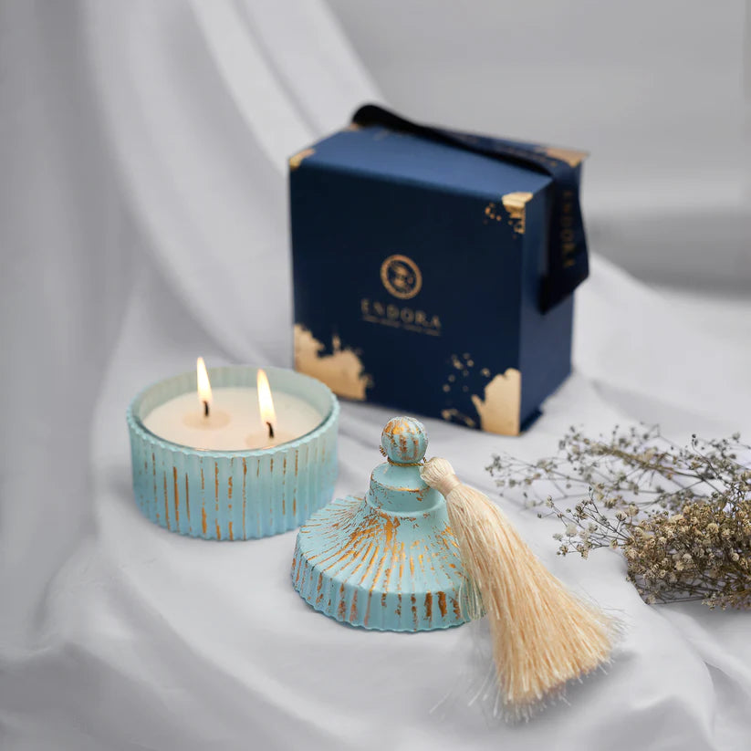 Baby Blue Candy Jar | Bergamot & Jasmine | Scented Candle