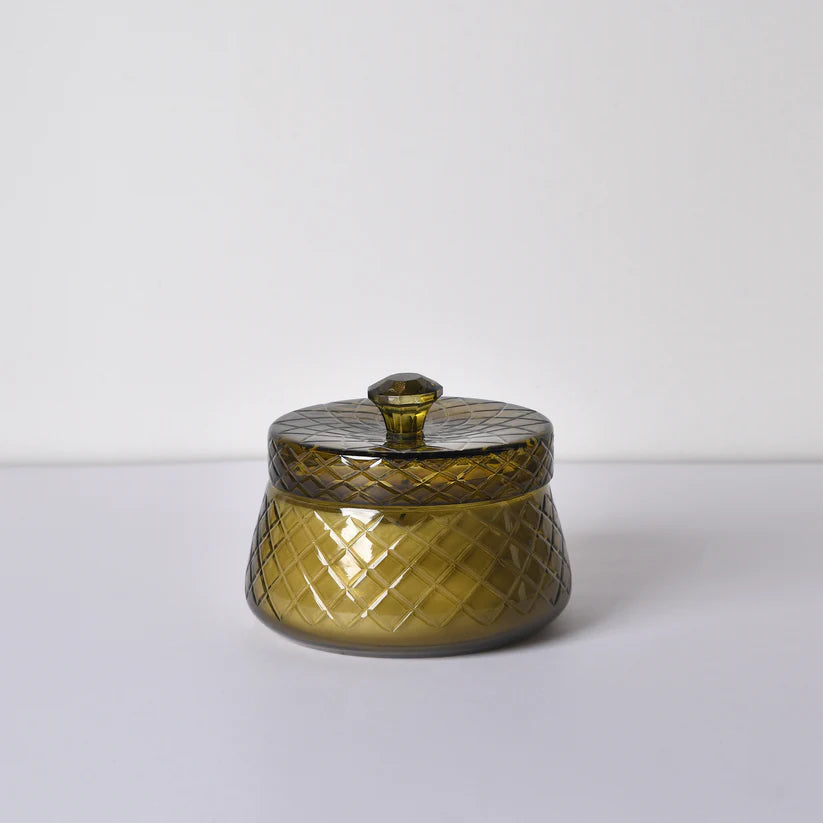 Diamond Knob Lid Jar | Forest Green