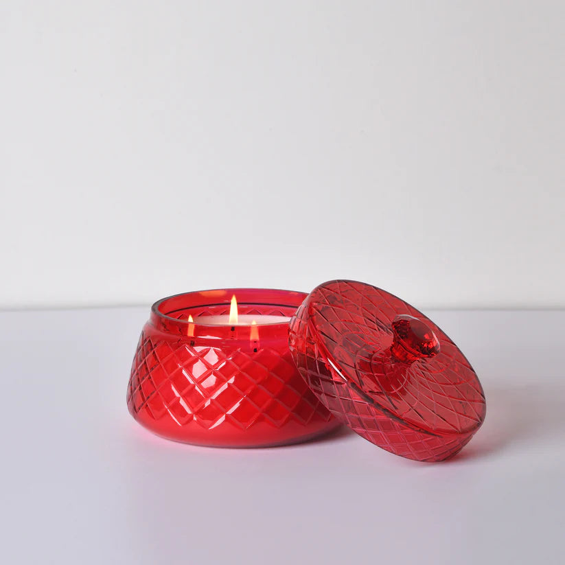 Diamond Knob Lid Jar | Red