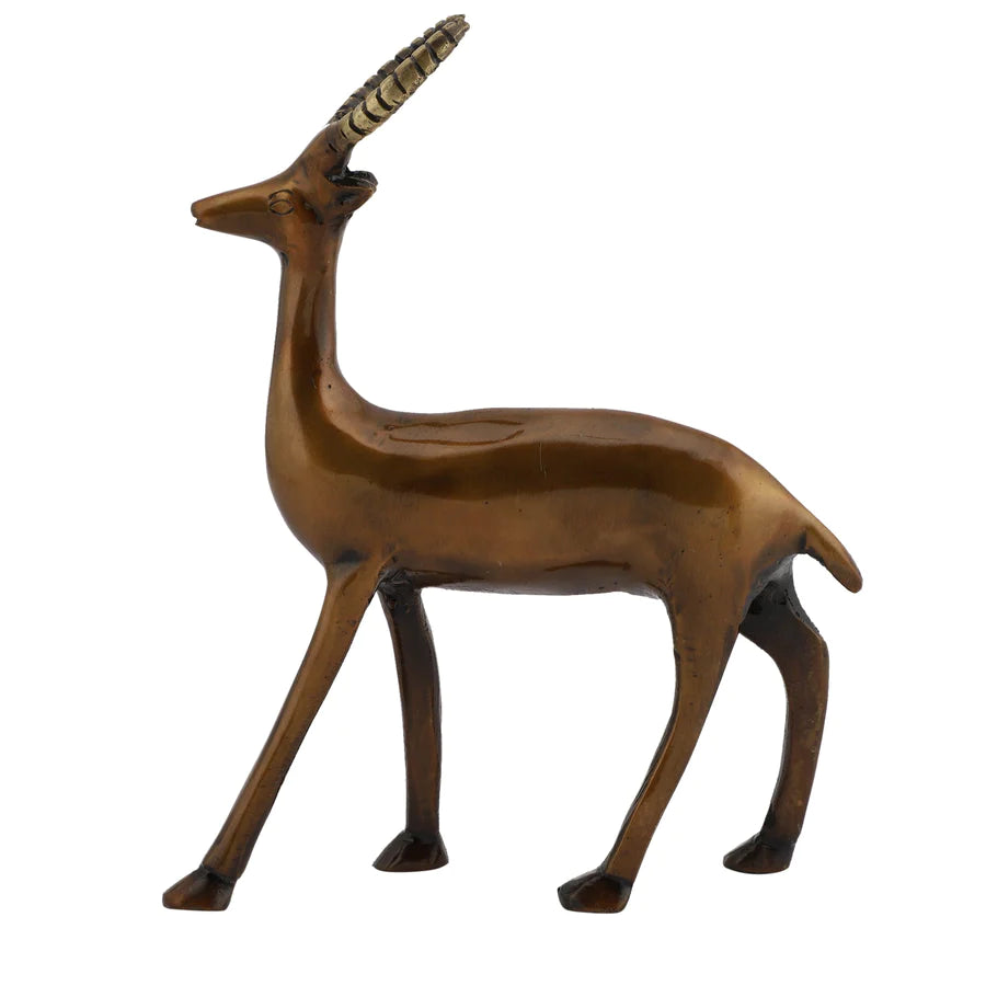 Art Vintage Standing Deer Brass Showpiece