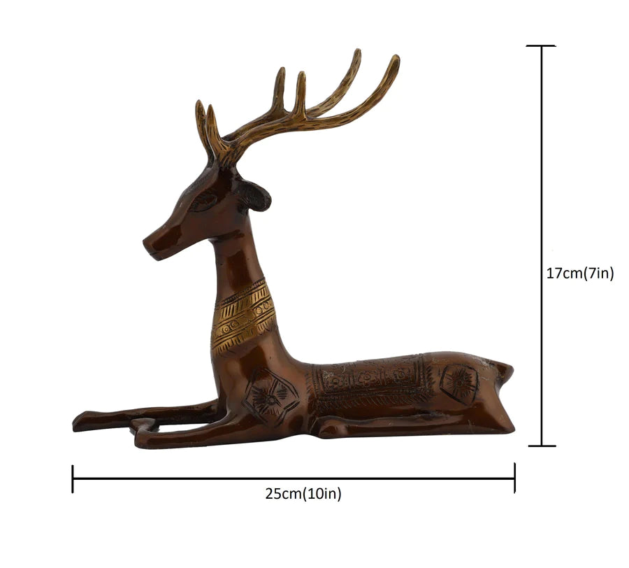 Art Vintage Sitting Deer Brass Showpiece