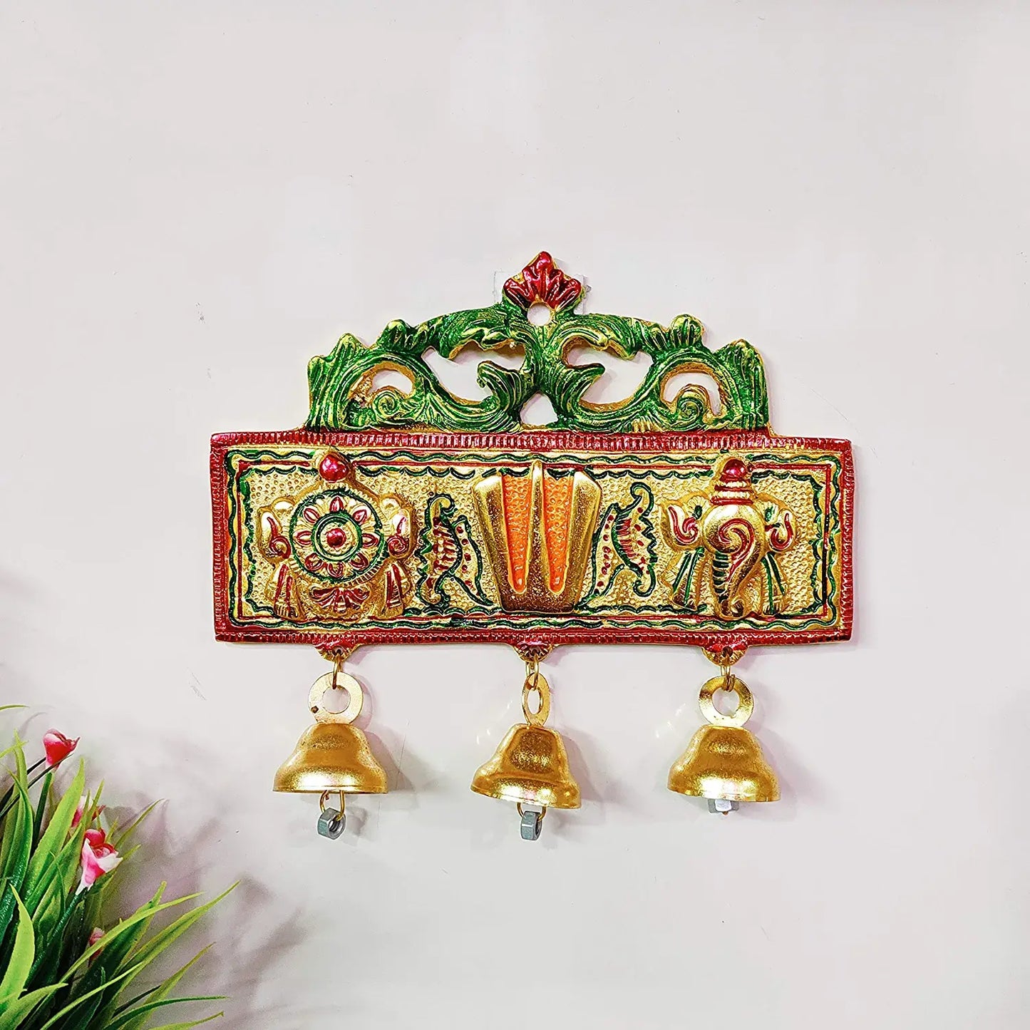 Tirupati Door Hanging Shankh Chakra Namah Latkan Meenkari Decorative for Home,Office & Room,Also Gift for House Warming