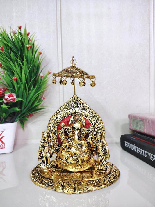 Riddhi Shiddhi Ganesha Metal Statue for Temple Pooja