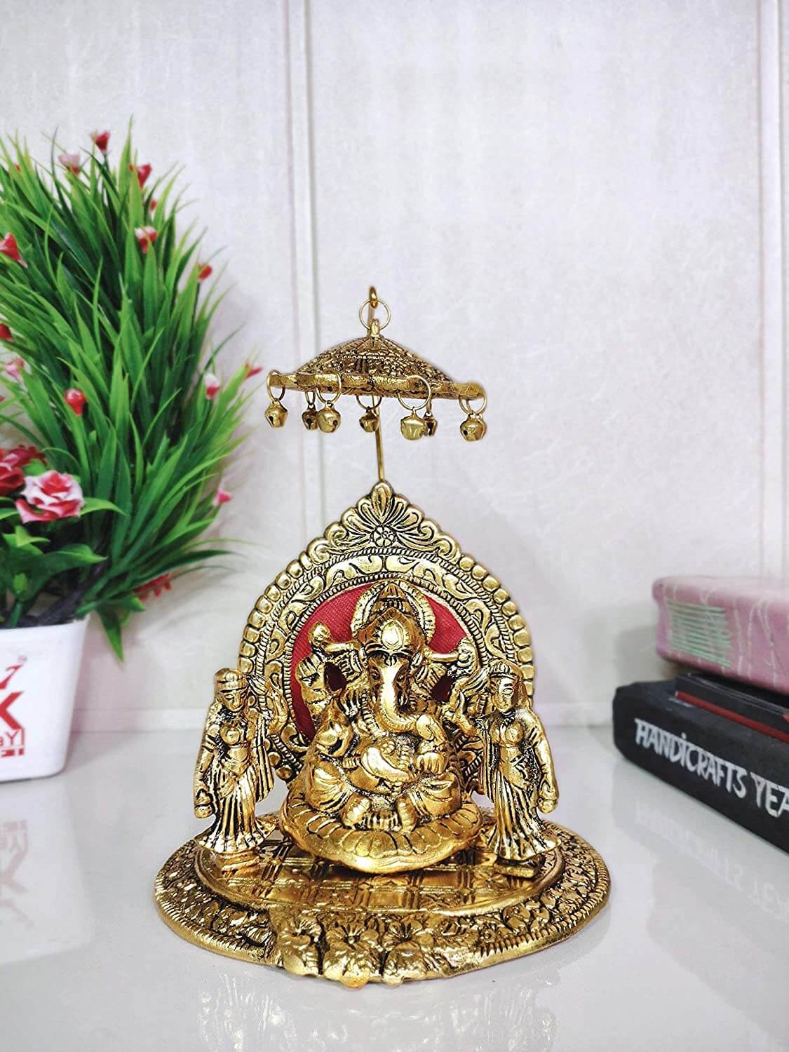 Riddhi Shiddhi Ganesha Metal Statue for Temple Pooja