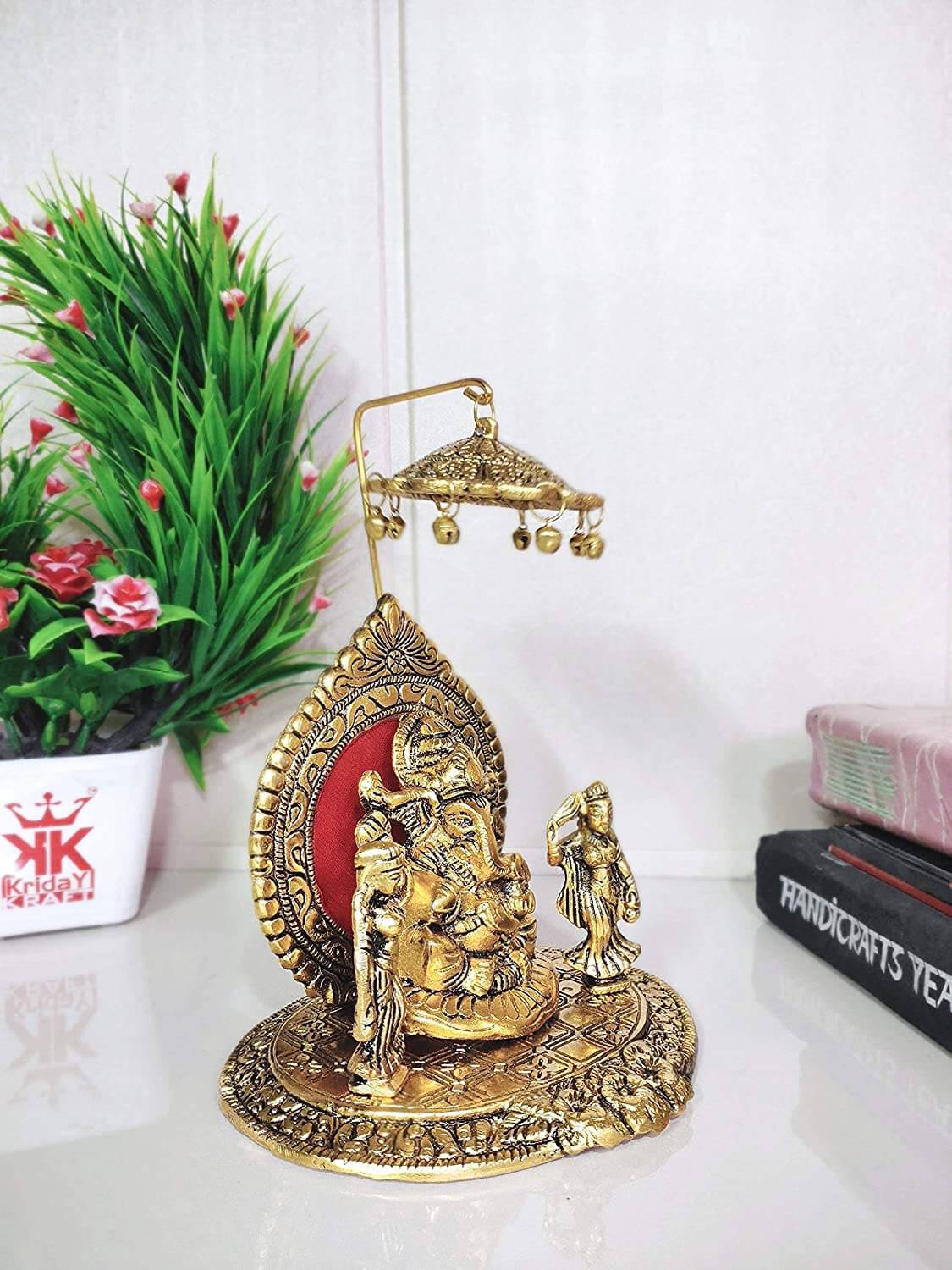 Riddhi Shiddhi Ganesha Metal Statue for Temple Pooja