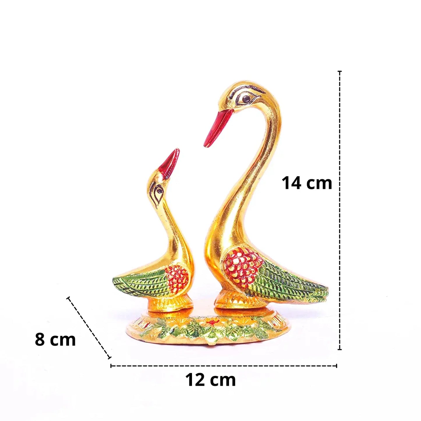 Multicolour Love Birds swan Set Pair of Kissing Duck Metal Statue,Romantic Gift for Girl Friend,Decoration Idol for Showcase,Table,Animal
