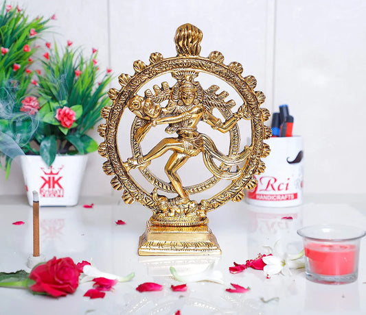Gold Plated Metal Dancing Shiva Natraj Statue