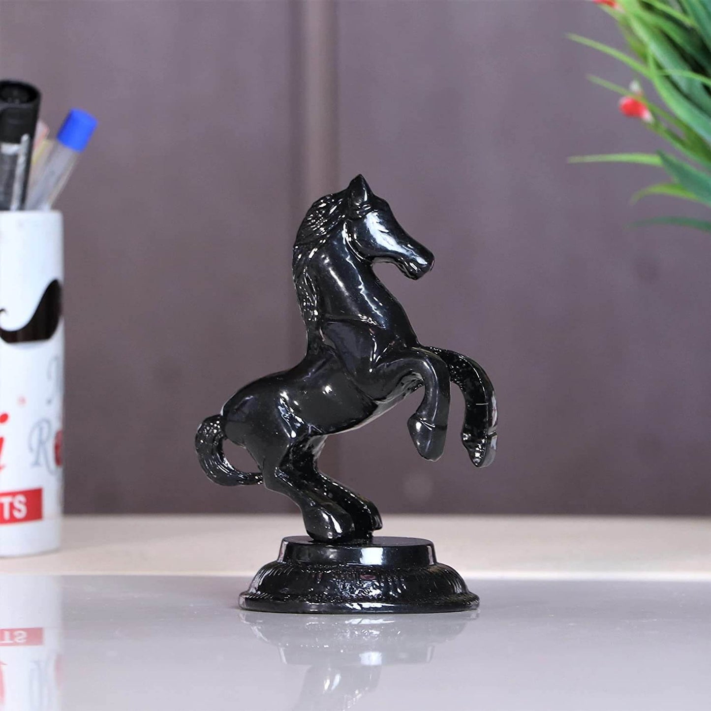 Z-Black Finish Jumping Horse Metal Statue