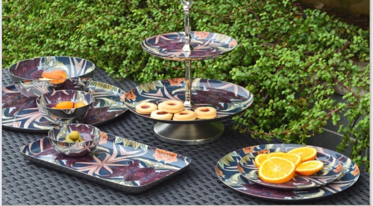 Enamel Based Snack platters, Bowls and 2 Tier Cake Stand