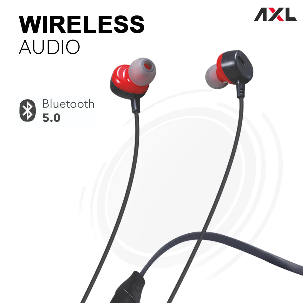 AXL NB10 GEM Bluetooth 5.0 Wireless Headphones with 25 Hours Playback Bluetooth Headset (Black, In the Ear)