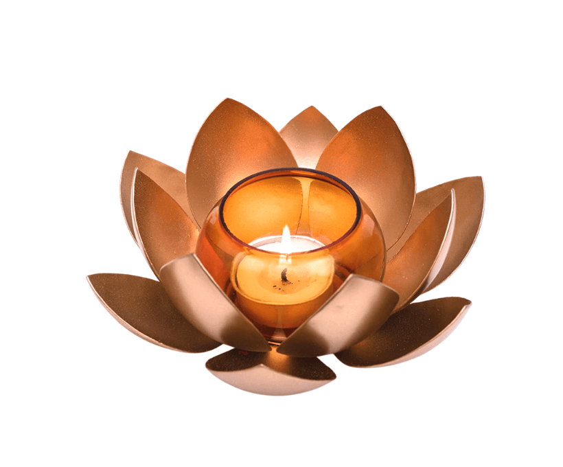 LOTUS WITH GLASS T- LIGHTS HOLDER