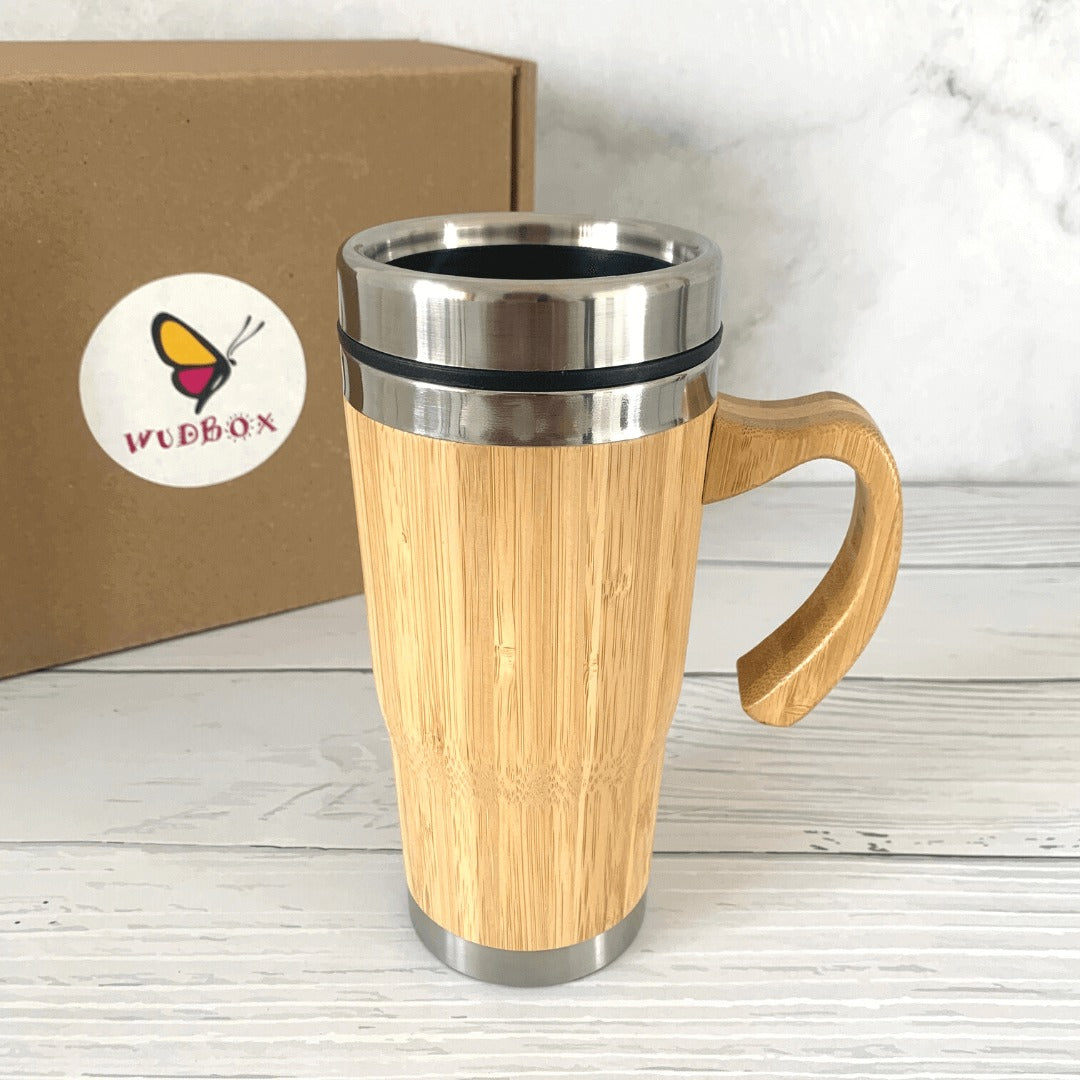 Stainless Steel Bamboo Tumbler With Handle
