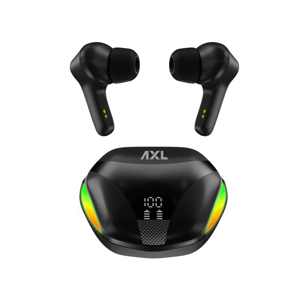 AXL GB02 Wireless Earbuds, Gaming Bluetooth Earbuds with Microphone, One Touch Play/Pause/Answer Calls Mode, High Sensitivity Earbuds, LED Indicators, 4-5h Playtime