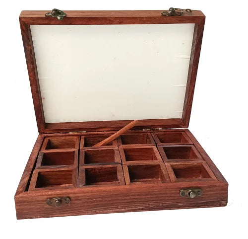 Wooden spices box with 12 container