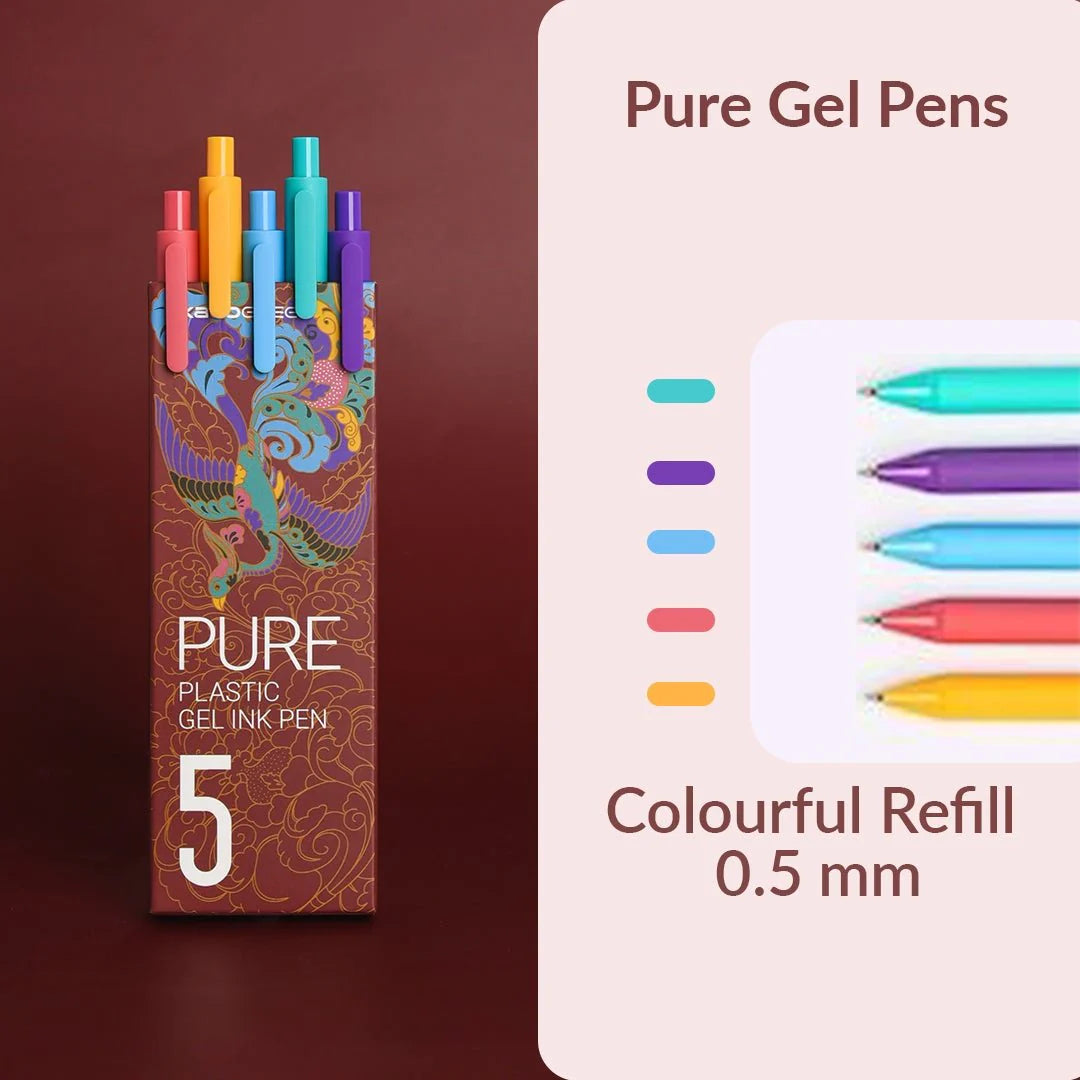 Kaco Pure Macaron Gel Pens - Set of 5 - Assorted colours 0.5mm