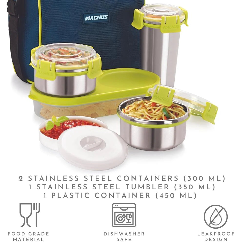 5 Airtight & Leakproof Lunch Box with Bag, 1400 ml