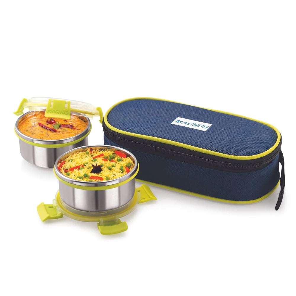 Steel Tiffin With Lunch Bag 2 Containers Meal Mate 2