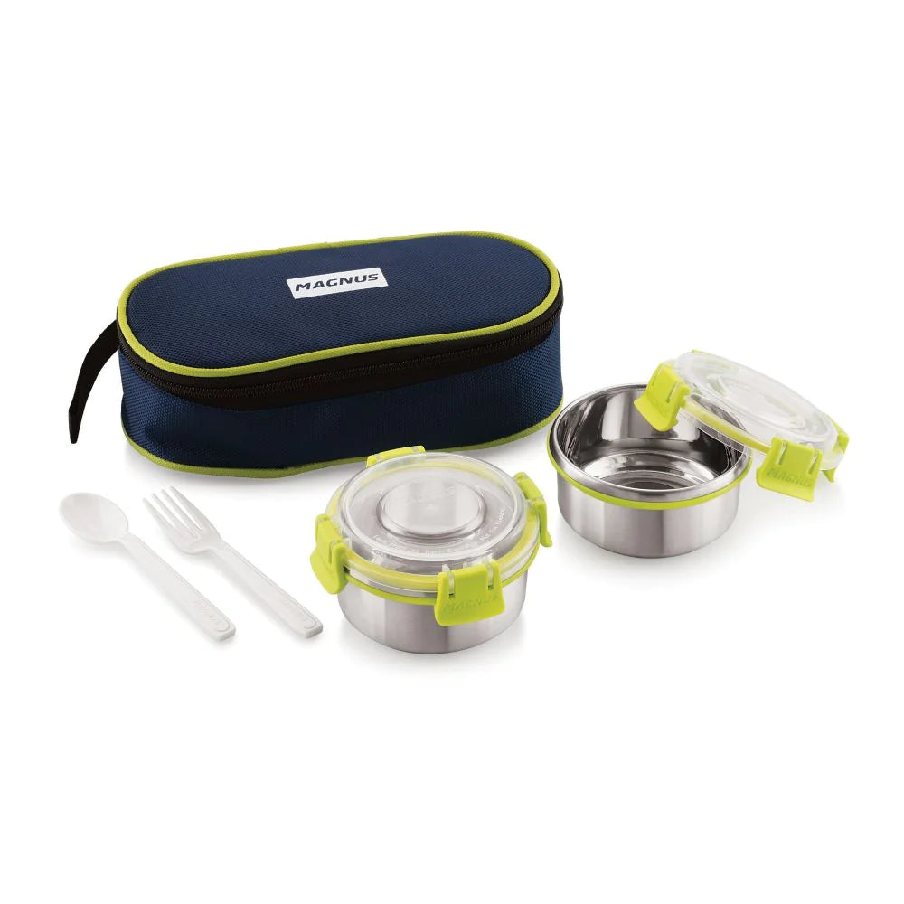 Steel Tiffin With Lunch Bag 2 Containers Meal Mate 2