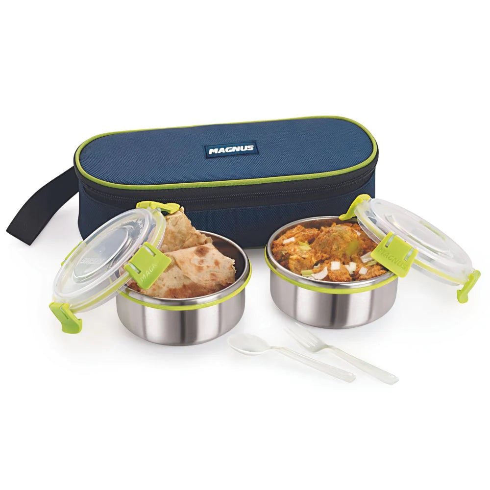 Steel Tiffin With Lunch Bag 2 Containers Meal Mate 2