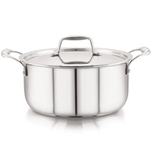 Triply Stainless Steel Induction Base Casserole with Stainless Steel Lid with Mirror Finish